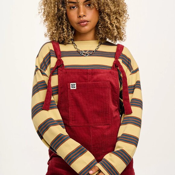 Lucy & Yak Original Corduroy Dungarees Overalls Organic Cotton Maroon - Picture 3 of 12